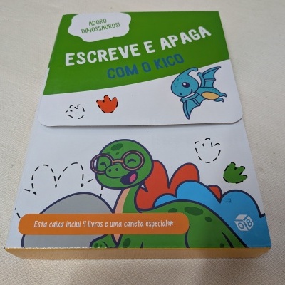 Adoro Dinossauros!- Escreve a Apaga com o Kico - Caixa com 4 minilivros e oferta de caneta especial