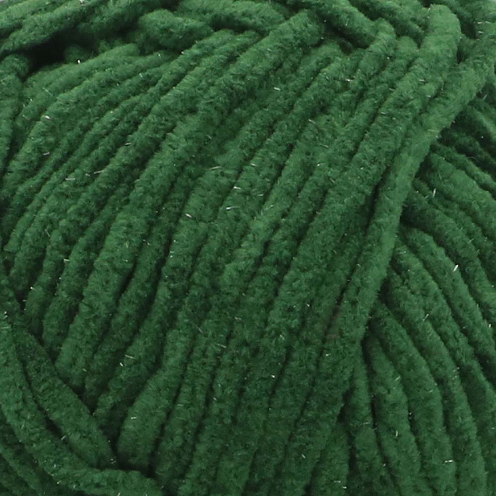Cordão de chenille verde escuro enrolado em bola