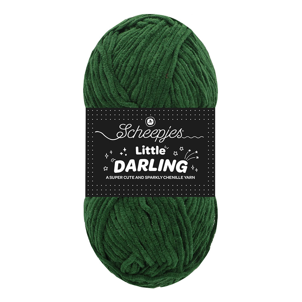 Novelo de fio chenille verde escuro Scheepjes Little Darling