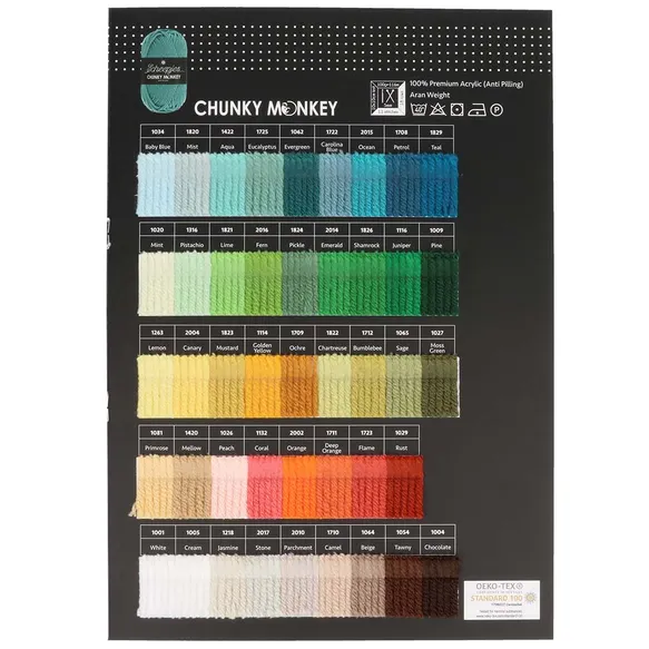 Cartão de amostra de cores fio chunky monkey