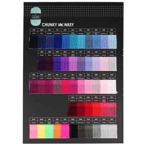 Cartão de amostra de cores fio chunky monkey