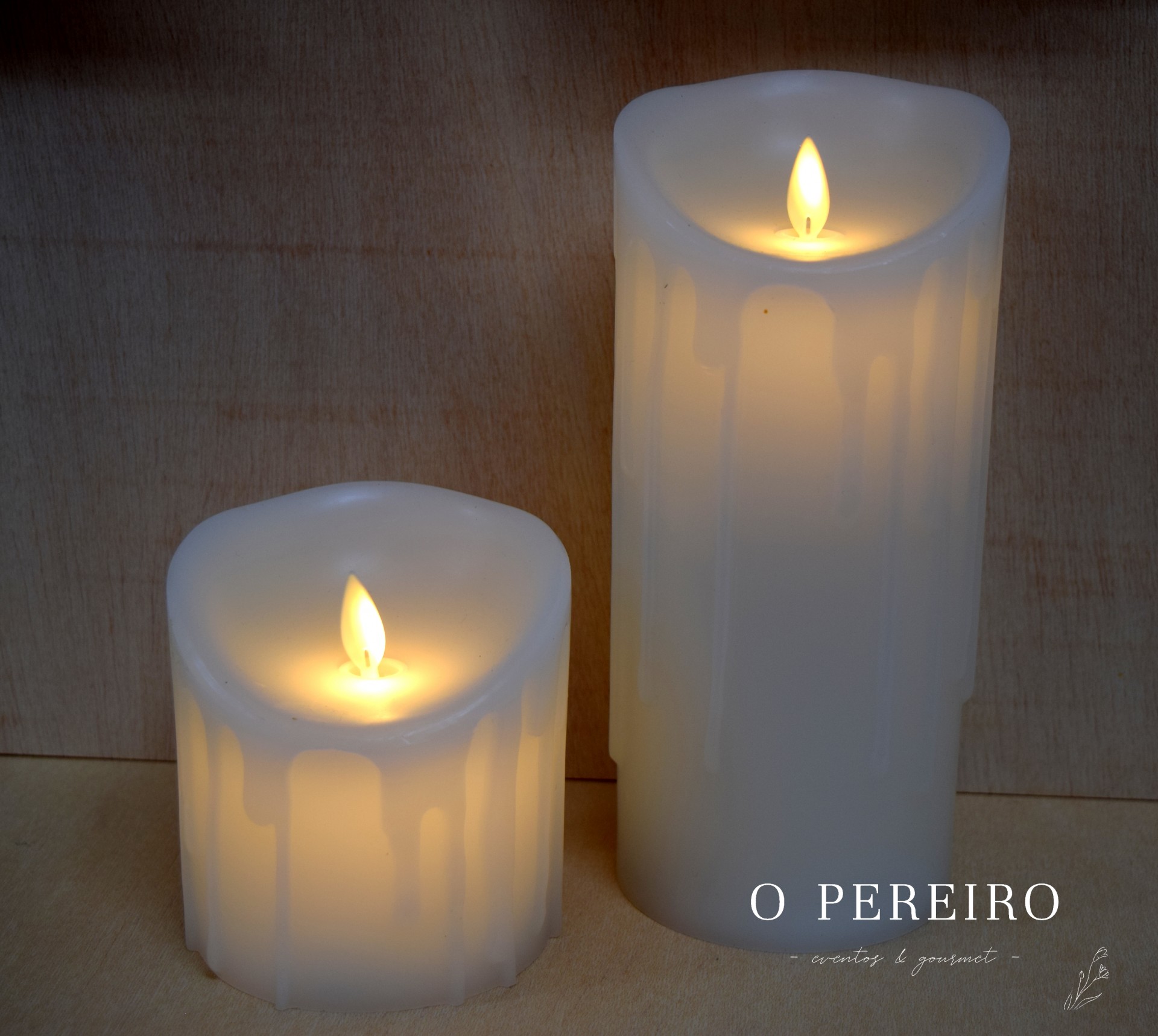 Vela Led cera natural cor creme 9x20cm