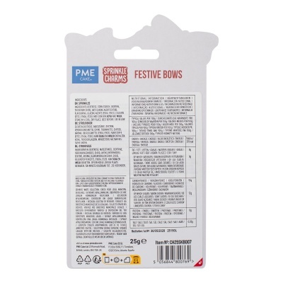 Embalagem de Sprinkles PME Cake com informações nutricionais no verso