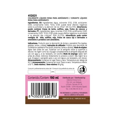 DEKORA Corante Alimentar Especial Aerógrafo Rosa 190 ml