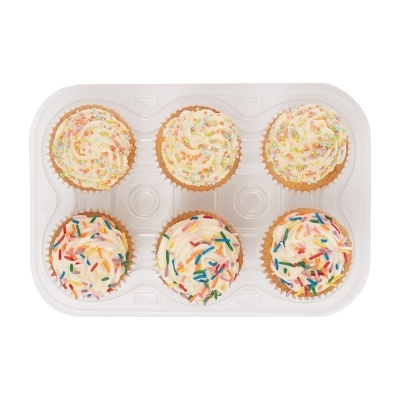 Set de 3 recipientes plásticos para cupcakes (6 cavidades)