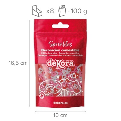 Confeti de Corações Brancos e Rosas "Amor Secreto" 100g und.