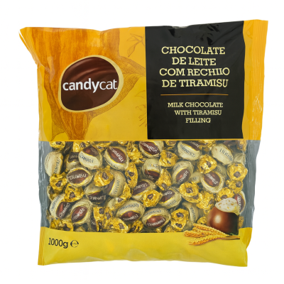 Candycat Bombons de Chocolate de Leite com Recheio de Tiramisu 1 KG