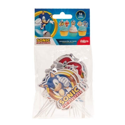 Pacote de toppers de papel para bolos de Sonic the Hedgehog.