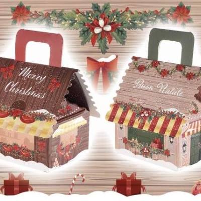 Caixa de papel Natal com alça  2 und