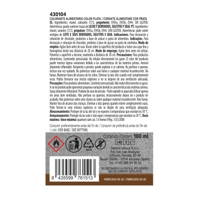 Spray Comestível Cor Prata Efeito Pérola 100ml