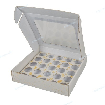 Caixa de Cartão 25 brigadeiros c/ janela quadrada – Natal | und