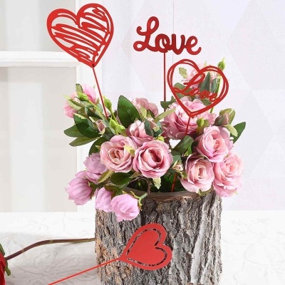 Topper Coração decorativo de metal vermelho em Metal ( Love )