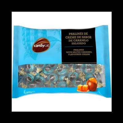 Candycat Bombons de Chocolate Negro com Caramelo Salgado 1 KG