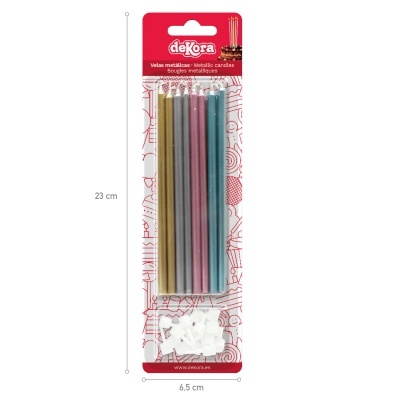 Blister 16 Velas Aniversário mix 13cm - Dekora