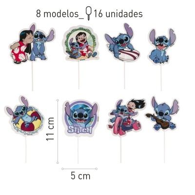 Toppers Lilo e Stitch 8 modelos - 16 und