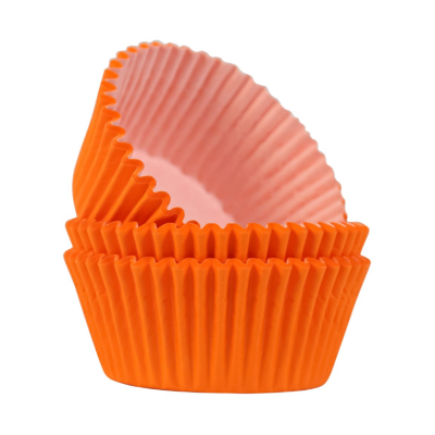 Forminhas para cupcakes de papel com cor laranja no exterior e rosa no interior