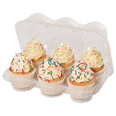 Set de 3 recipientes plásticos para cupcakes (6 cavidades)