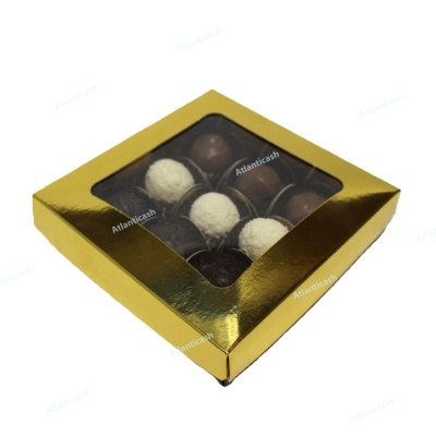 Caixa para doces/9 brigadeiros 14,5X14,5X3,5 C/janela - Pack 5 unidades