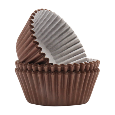 Papéis castanhos para forma de cupcake com interior branco
