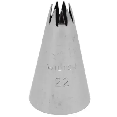 Bico de confeitar metálico prateado com ponta em forma de estrela