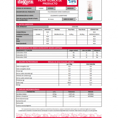 Corante Spray Pó Verde Esmeralda 10gr