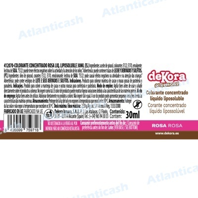 Corante Concentrado Líquido Rosa 30ml - Dekora
