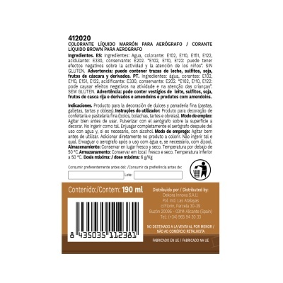 DEKORA Corante Alimentar Especial Aerógrafo Castanho 190 ml