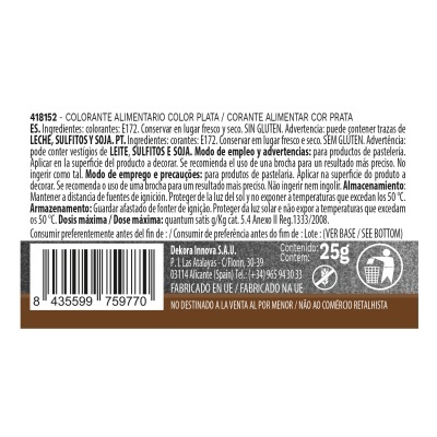 Corante em pó Lipossolúvel Prata 25g