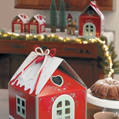 Caixa PANETONE CASINHA COM CORDÃO Pq. - und.