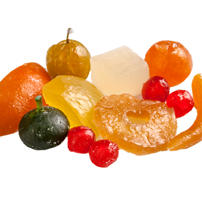 Frutos secos cristalizados coloridos variados