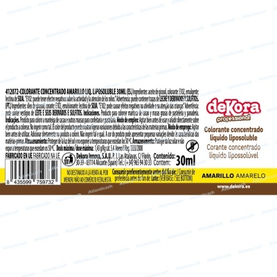 Corante Concentrado Líquido Amarelo 30ml - Dekora