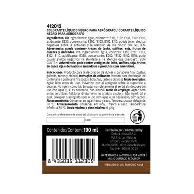 DEKORA Corante Alimentar Especial Aerógrafo Preto 190 ml