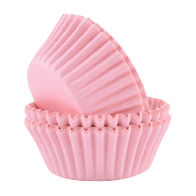 Formas de papel rosa para cupcakes com padrão franzido