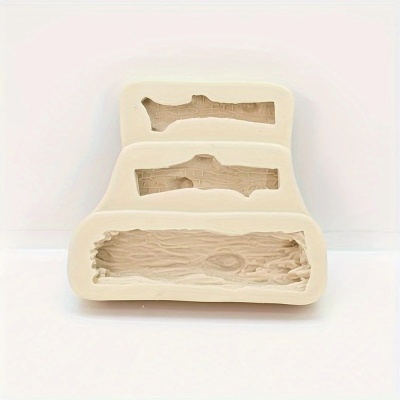 Conjunto de três moldes de silicone brancos com padrão de textura de madeira