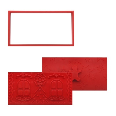 Tapete e moldura de silicone vermelhos para decoração de biscoitos com motivos natalícios