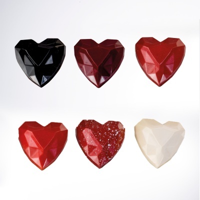 Molde de policarbonato em formato de coração de diamante, 33 x 33 x 15 mm ( 24 peças)