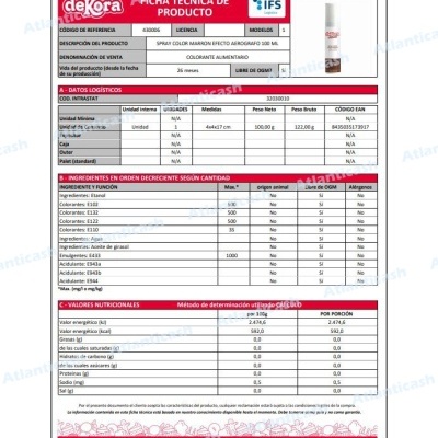 Spray Alimentar Cor Castanho Efeito Neutro 100ml