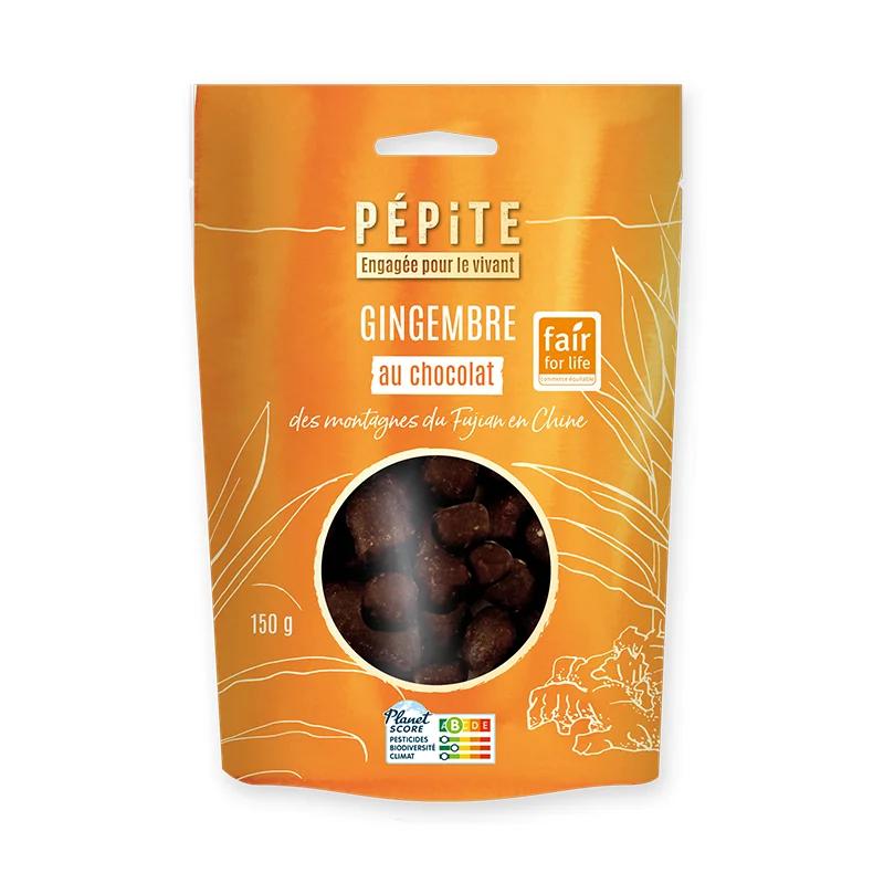 Gengibre Cristalizado com Chocolate Bio 150g - Pépite Gengibre Cristalizado com Chocolate Bio 150g - Pépite