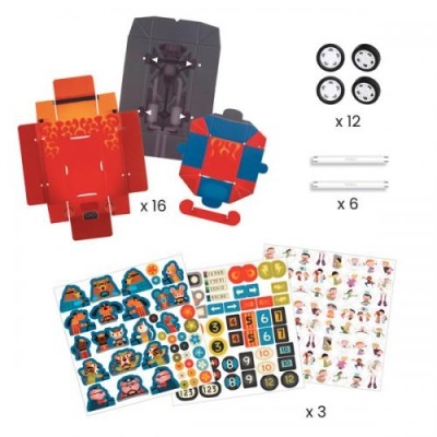 Constrói Carros com Autocolantes - Grande Prémio - Djeco Arts & Crafts