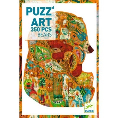 Caixa de puzzle PUZZ' ART 350 peças, tema ursos, cores vibrantes, design detalhado