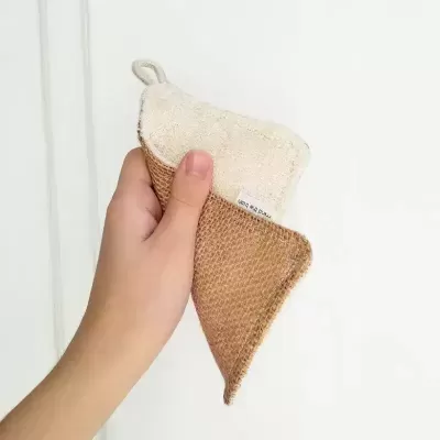 Esponja para a loiça 2 em 1 (algodão e serapilheira) - Mind the Trash Esponja para a loiça 2 em 1 (algodão e serapilheira) - Mind the Trash