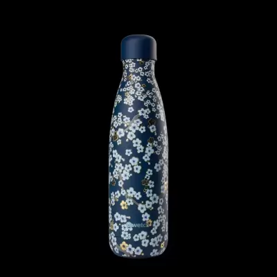 Garrafa Térmica Flowers Azul 500ml - Qwetch