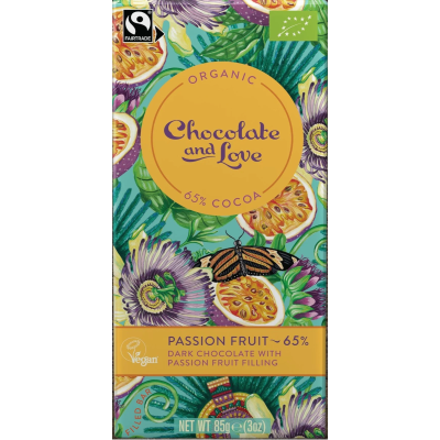 Chocolate Vegan BIO 65% Cacau e Maracujá 80g - Chocolate & Love