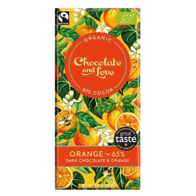 Chocolate Vegan BIO com Laranja e 65% de Cacau 80g - Chocolate & Love
