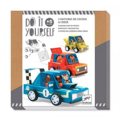 Constrói Carros com Autocolantes - Grande Prémio - Djeco Arts & Crafts