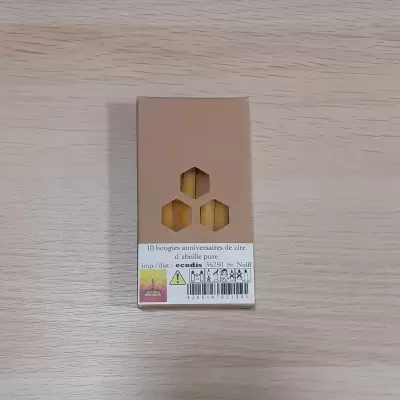 Velas de Aniversário de Cera de Abelha x 10