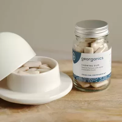 Pastilhas Elásticas Naturais (Hortelã Pimenta) Refill 140 pastilhas – Georganics