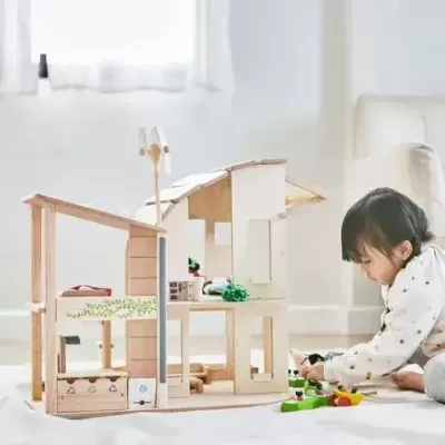Casa de Bonecas Verde com Mobília - Plantoys