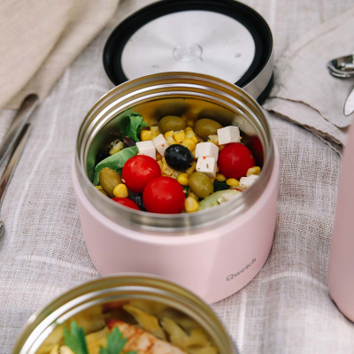 Marmita Isotérmica Rosa Pastel com pega (850ml) QWETCH