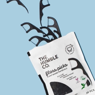 Fio Dentário com aplicador x 50 (carvão e menta) - The Humble Co.